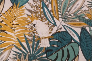 Stof France Cacatoes Toile Savoie Printed Drapery Fabric in Canard