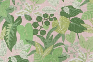 Covington Leaf Jungle Printed Cotton Drapery Fabric in 75-Sorbet