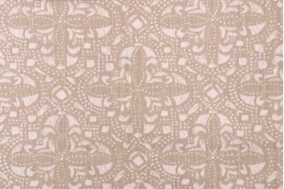 Lacefield Sandoval-Chatham White Printed Cotton Blend Drapery Fabric in Latte