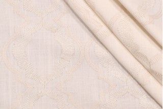 Valiant Fabrics Barrister Embroidered Drapery Fabric in Avalanche