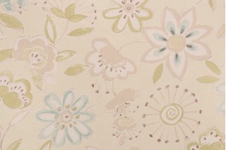 Colter Summer Sketch Printed Cotton Drapery Fabric in Natural Glazes