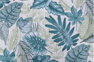 Stof France Farafa Printed Cotton Drapery Fabric in Bleu