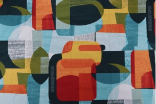 Stof France Abba Printed Cotton Drapery Fabric in Multicolore