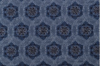 PK Lifestyles Trinket Printed Cotton Drapery Fabric in Indigo
