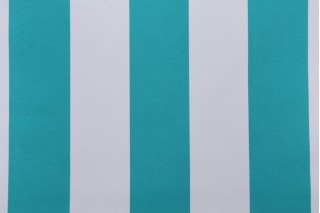 Terrasol - Awning Stripe Printed Polyester Outdoor Fabric in Teal