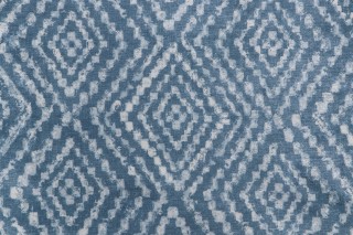 P Kaufmann Diamond Printed Chenille Decorator Fabric in Denim Blue