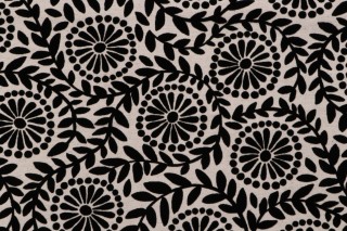 PK Lifestyles Flock Botanica Flocked Cotton Blend Drapery Fabric in Black