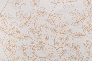 Laura & Kiran Floral Embroidered Drapery Fabric in Dune