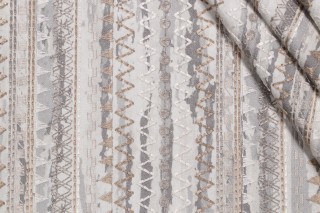 Lina Printed & Embroidered Drapery Fabric in Mineral