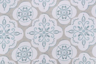 Belle Maison Casey Printed Backed Cotton Drapery Fabric in Bay