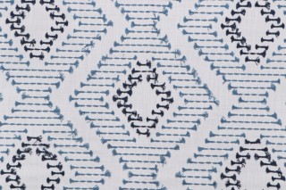 Keota Embroidered Drapery Fabric in Horizon