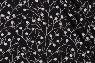 Valiant Fabrics Ellie Embroidered Drapery Fabric in Midnight 