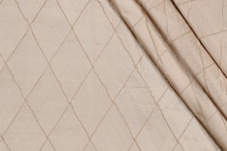 Diamond Stitch Pintuck Silk Drapery Fabric in Latte