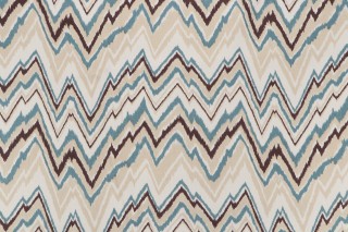 Fonthill Alexander Flame Printed Wool Drapery Fabric in Blue & Hazel