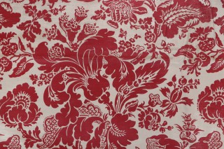 Fonthill Elizabeth Damask Printed Velvet Upholstery Fabric in Flamingo