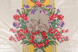 Old World Weavers Nancy Chintz Printed Polished Cotton Drapery Fabric in Creme