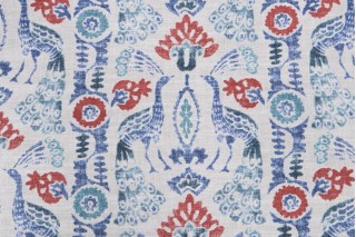 PK Lifestyles Peacock Parade Printed Drapery Fabric in Luna