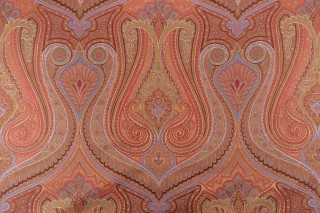 Scalamandre Jardin Mughal Silk Tapestry Upholstery Fabric in Coral,Gold,Blue