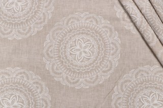 Valiant Fabrics Mandala Embroidered Drapery Fabric in Linen