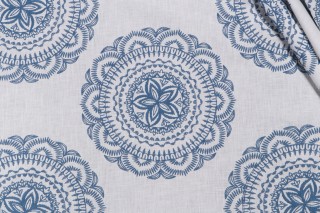 Valiant Fabrics Mandala Embroidered Drapery Fabric in Nautic
