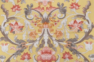 Scalamandre Damask Printed Drapery Fabric in Yellow/Multi
