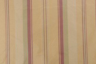 Old World Weavers Isadora Stripe Silk Drapery Fabric in Golds/Burgundy/Olive