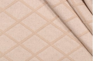 Valiant Fabrics Dolly Herringbone Embroidered Drapery Fabric in Linen