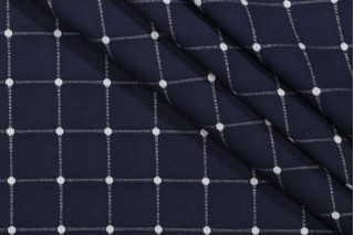 Waverly Geo Metris Woven Upholstery Fabric in Indigo