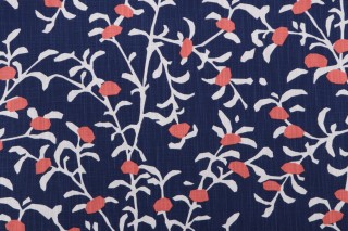 Duralee Cottway Printed Drapery Fabric in Sapphire