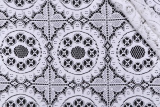 Old World Weavers Rosaces Sheer Drapery Fabric in White