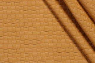 Basketweave Vinyl Upholstery Fabric in Goldenrod 