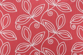 Heritage Fabrics Botanique Embroidered Drapery Fabric in Coral