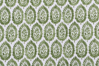 Premier Prints Lynn-Slub Linen White Printed Drapery Fabric in Kale