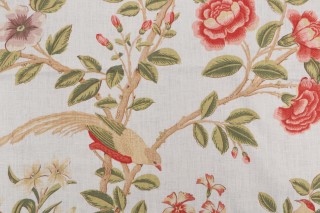 Thibaut Newman Printed Linen Drapery Fabric in Cream for Scalamandre