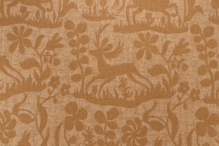 Thibaut Chestnut F96330 Printed Linen Blend Drapery Fabric in Gold