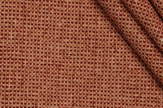 Ontario Woven Chenille Upholstery Fabric in Camel/Red
