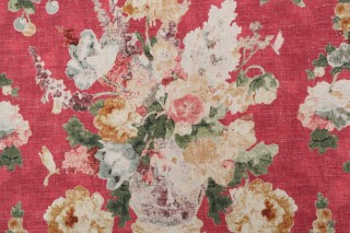 P Kaufmann Picturesque Printed Cotton Drapery Fabric in Crimson