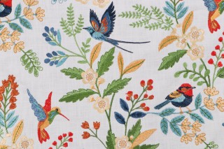 Hamilton Summerfield Embroidered Cotton Drapery Fabric in Primary 