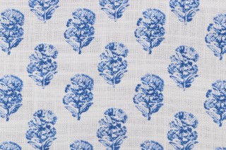 Sample of PK Lifestyles Posy Printed Cotton Blend Drapery Fabric in Aegean 
