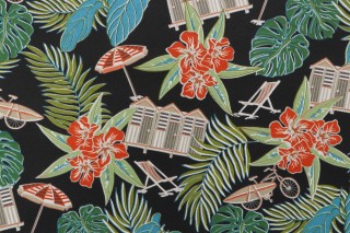 Tommy Bahama Beach Scenes Printed Polyester Outdoor Fabric in Charcoal 