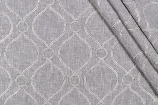PK Lifestyles Curveball Embroidered Drapery Fabric in Sterling 