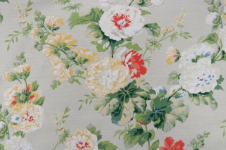 Waverly Alcea Printed Cotton Drapery Fabric in Poppy 