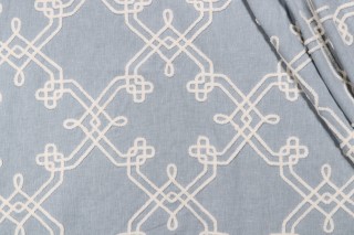 PK Lifestyles Dynasty Embroidered Drapery Fabric in Chambray 