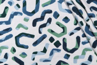 PK Lifestyles Tagged Embroidered Cotton Drapery Fabric in Aegean 