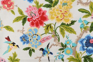 Sample of Waverly Celeste Printed Cotton Drapery Fabric in Spring 