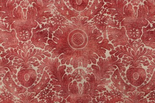 Waverly Damask Sarong Printed Cotton Blend Drapery Fabric in Poppy 