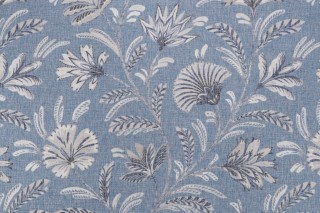 Roth & Tompkins West Indies Printed Polyester Blend Drapery Fabric in Denim for Heritage Fabrics 