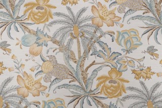 Waverly Fiji Flora Printed Cotton Drapery Fabric in Blonde