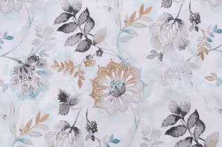 Kelly Ripa Home Light-Hearted Printed Cotton Drapery Fabric in Spa