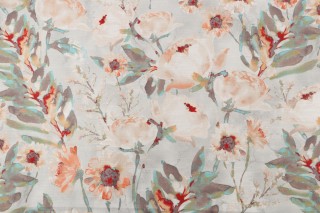 Kelly Ripa Home Flower Mania Printed Cotton Drapery Fabric in Shell
